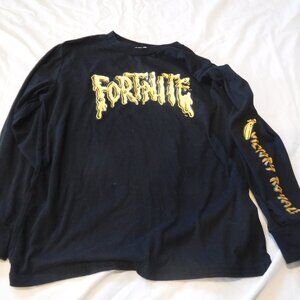 Fortnite Boys Size 10-12 Black Long Sleeve Shirt Victory Royale Peely